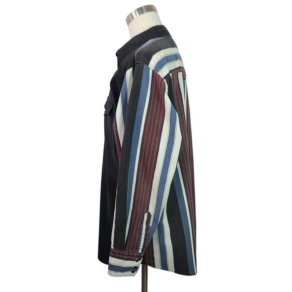 Authentic Western Youngbloods Black Red Blue Vintage Snap Button Shirt 2X - Picture 2 of 4